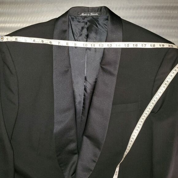Pierre Balmain Wool Tuxedo Jacket Black Suiting Blazer Satin Shawl Collar 44R - Picture 12 of 16
